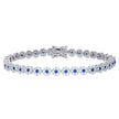 925 Sterling Silver Womens Blue White Cubic-Zirconia Flower Link Fashion Bracelet Size 7 Inches