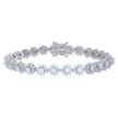 925 Sterling Silver Womens Cubic-Zirconia Flower Link Fashion Bracelet Size 7 Inches