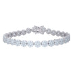 925 Sterling Silver Womens Cubic-Zirconia Flower Link Bracelet Size 7 Inches