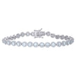 925 Sterling Silver Womens Cubic-Zirconia Link Fashion Bracelet Size 7 Inches