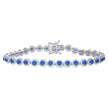 925 Sterling Silver Womens Blue White Cubic-Zirconia Link Fashion Bracelet Size 7 Inches