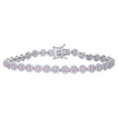 925 Sterling Silver Womens Pink White Cubic-Zirconia Link Fashion Bracelet Size 7 Inches