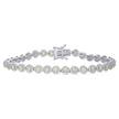 925 Sterling Silver Womens Yellow White Cubic-Zirconia Link Fashion Bracelet Size 7 Inches