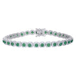 925 Sterling Silver Womens Green White Cubic-Zirconia Link Fashion Bracelet Size 7 Inches