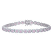 925 Sterling Silver Womens Pink White Cubic-Zirconia Link Fashion Bracelet Size 7 Inches
