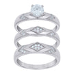 925 Sterling Silver Womens Cubic-Zirconia Trio Ring Set Size 6