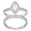925 Sterling Silver Womens Marquise Round Cubic-Zirconia Duo Bridal Ring Set Size 9 - SLV-118781