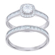 925 Sterling Silver Womens Baguette Round Cubic-Zirconia Duo Bridal Ring Set Size 7 - SLV-118797