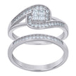 925 Sterling Silver Womens Princess-cut Round Cubic-Zirconia Duo Bridal Ring Set Size 6