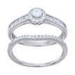 925 Sterling Silver Womens Cubic-Zirconia Duo Bridal Ring Set Size 8 - SLV-118835