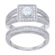 925 Sterling Silver Womens Cubic-Zirconia Duo Bridal Ring Set Size 7 - SLV-118852