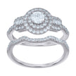 925 Sterling Silver Womens Baguette Round Cubic-Zirconia Duo Bridal Ring Set Size 6