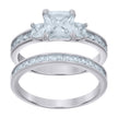 925 Sterling Silver Womens Princess-cut Cubic-Zirconia Duo Bridal Ring Set Size 6