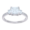 925 Sterling Silver Womens Princess-cut/Oval Round Cubic-Zirconia Fashion Ring Size 6 - SLV-118924