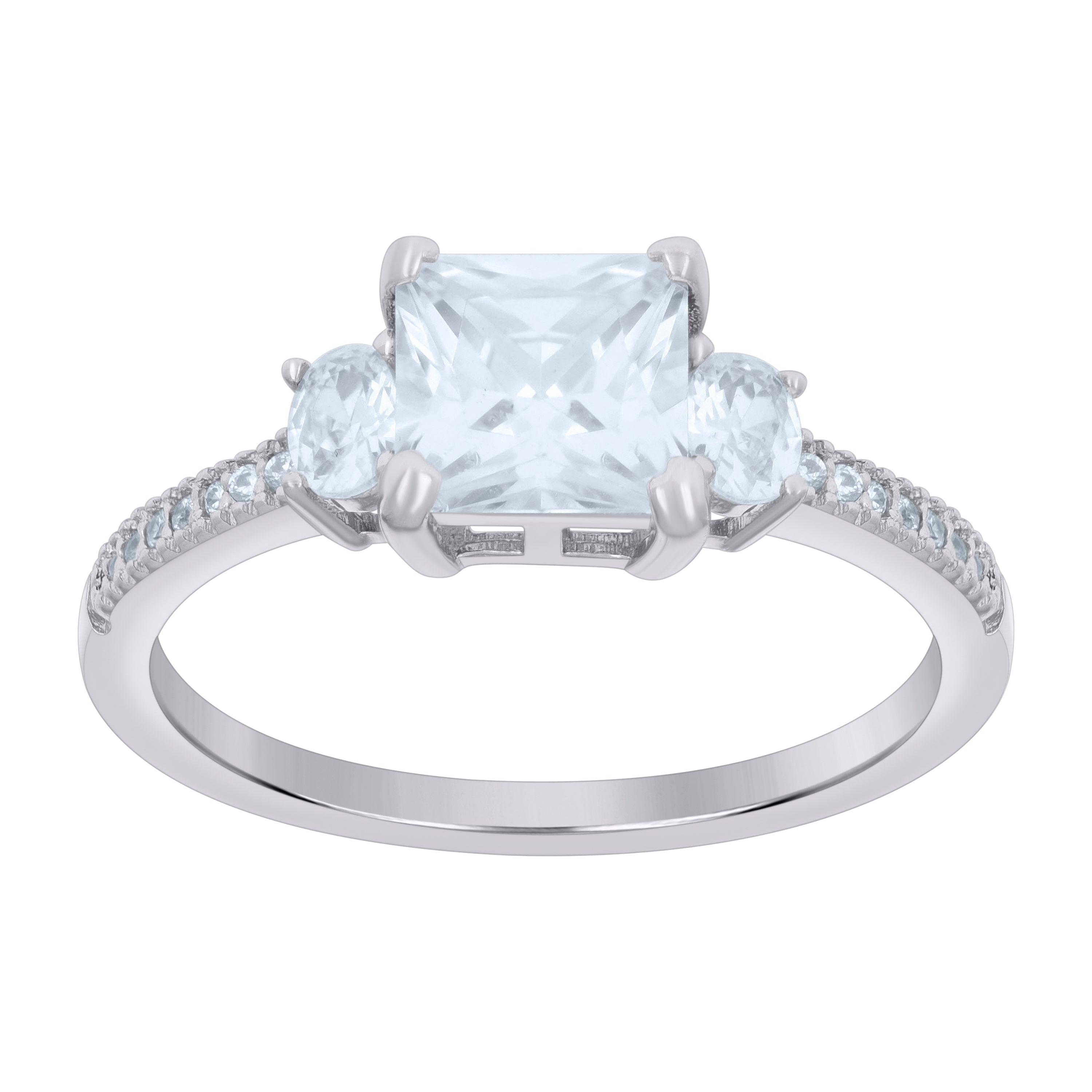 925 Sterling Silver Womens Princess-cut/Oval Round Cubic-Zirconia Fashion Ring Size 8 - SLV-118926