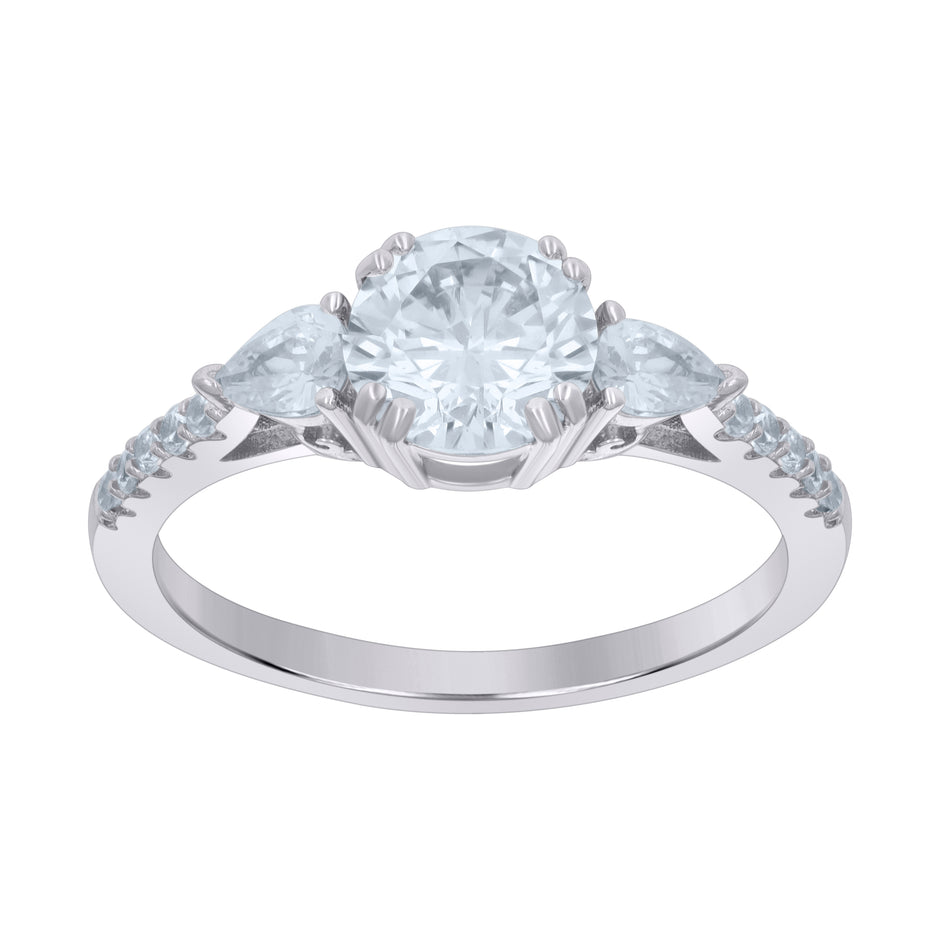 925 Sterling Silver Womens Pear Round Cubic-Zirconia Fashion Ring Size 9 - SLV-118951