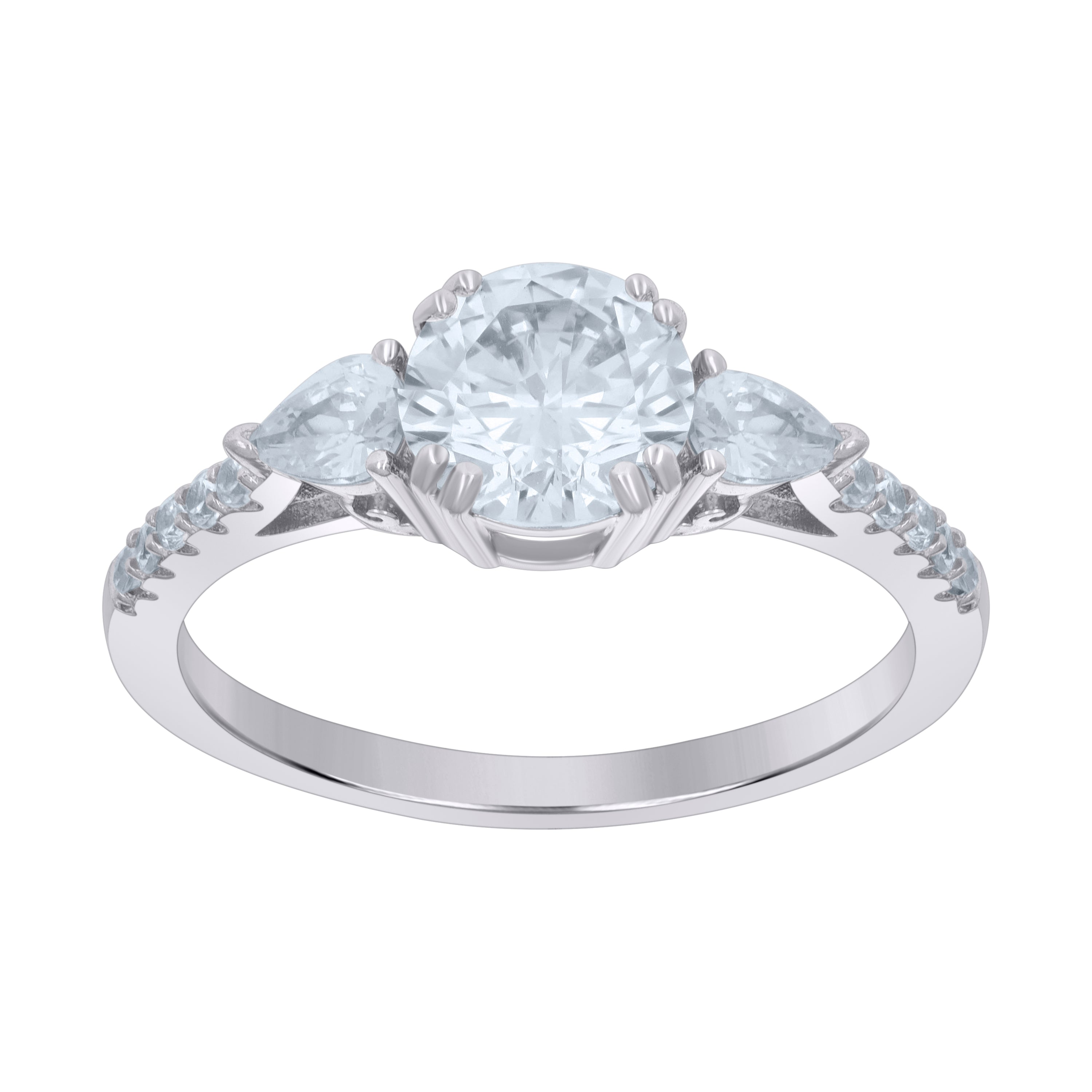 925 Sterling Silver Womens Pear Round Cubic-Zirconia Fashion Ring Size 7 - SLV-118949