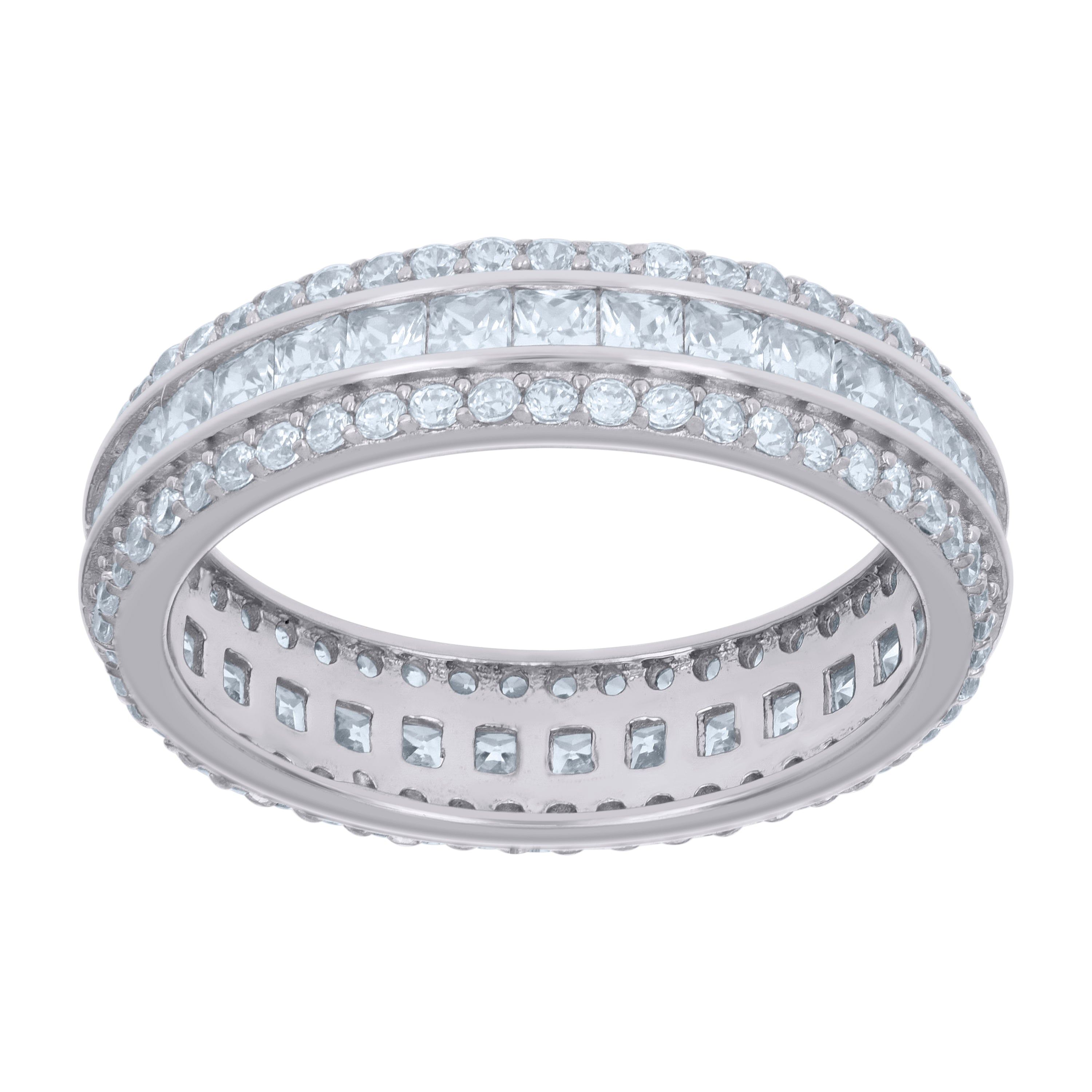 925 Sterling Silver Womens Princess-cut Round Cubic-Zirconia Fashion Ring Size 10 - SLV-118963