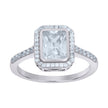 925 Sterling Silver Womens Emerald-cut Round Cubic-Zirconia Fashion Ring Size 6