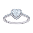 925 Sterling Silver Womens Heart Round Cubic-Zirconia Love Heart Ring Size 5