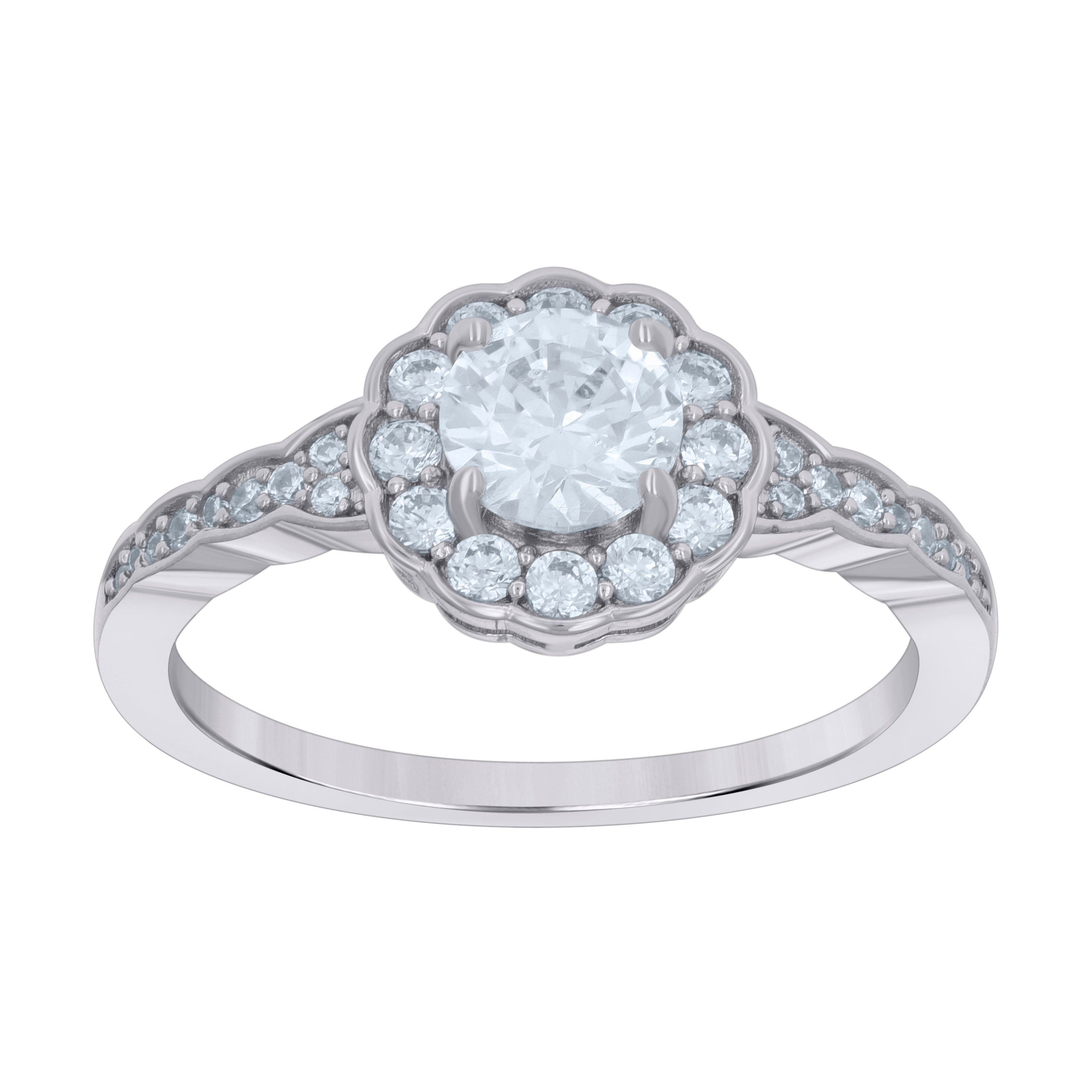 925 Sterling Silver Womens Cubic-Zirconia Flower Fashion Ring Size 5