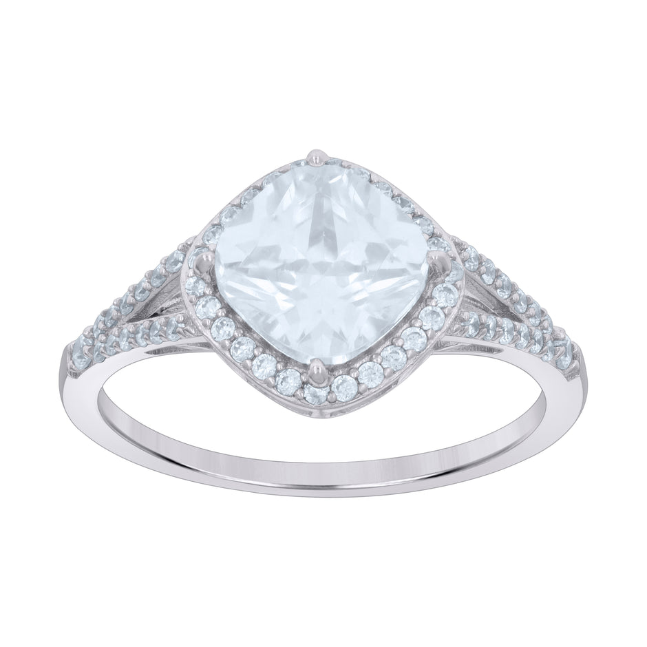925 Sterling Silver Womens Cushion-cut Round Cubic-Zirconia Fashion Ring Size 8 - SLV-118997