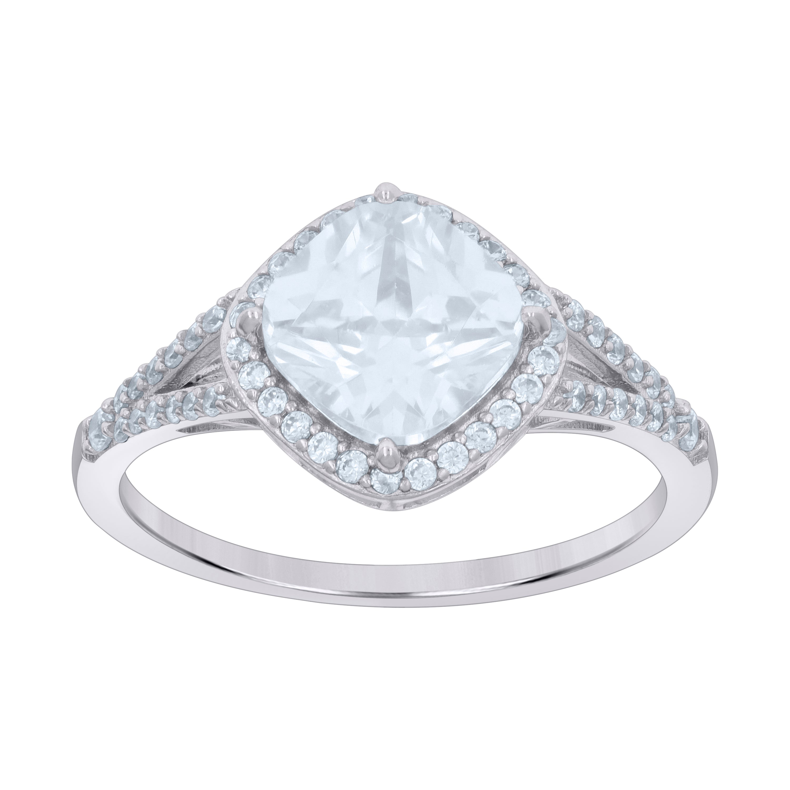 925 Sterling Silver Womens Cushion-cut Round Cubic-Zirconia Fashion Ring Size 9 - SLV-118998