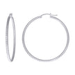 925 Sterling Silver Womens 2mm x 40mm Diamond-Cut Hoop Earrings