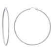 925 Sterling Silver Womens 2mm x 65mm Diamond-Cut Hoop Earrings