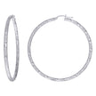 925 Sterling Silver Womens 3mm x 55mm Diamond-Cut Hoop Earrings