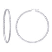 925 Sterling Silver Womens 3mm x 60mm Diamond-Cut Hoop Earrings