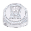 925 Sterling Silver Mens Cubic-Zirconia Jesus Religious Ring Size 10 - SLV-119056