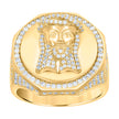 925 Sterling Silver Yellow-tone Men Cubic-Zirconia Jesus Religious Ring Size 10  - SLV-119062