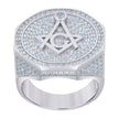 925 Sterling Silver Mens Cubic-Zirconia Masonic Fashion Ring Size 9 - SLV-119067