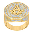 925 Sterling Silver Yellow-tone Mens Cubic-Zirconia Masonic Fashion Ring Size 10 - SLV-119074
