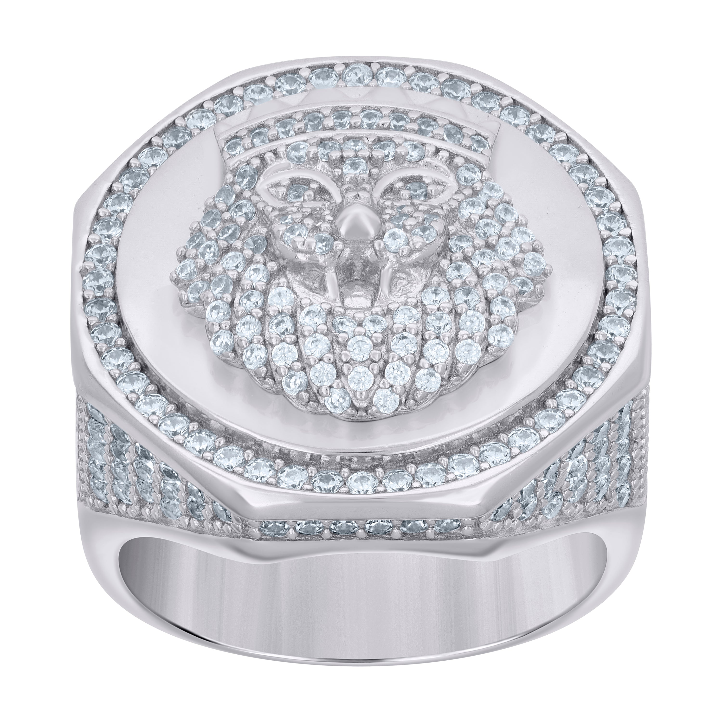 925 Sterling Silver Mens Cubic-Zirconia Leo/Lion Animal Zodiac Sign/Wildlife Ring Size 11 - SLV-119081