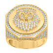 925 Sterling Silver Yellow-tone Mens Cubic-Zirconia Leo/Lion Animal Zodiac Sign/Wildlife Ring Size 8