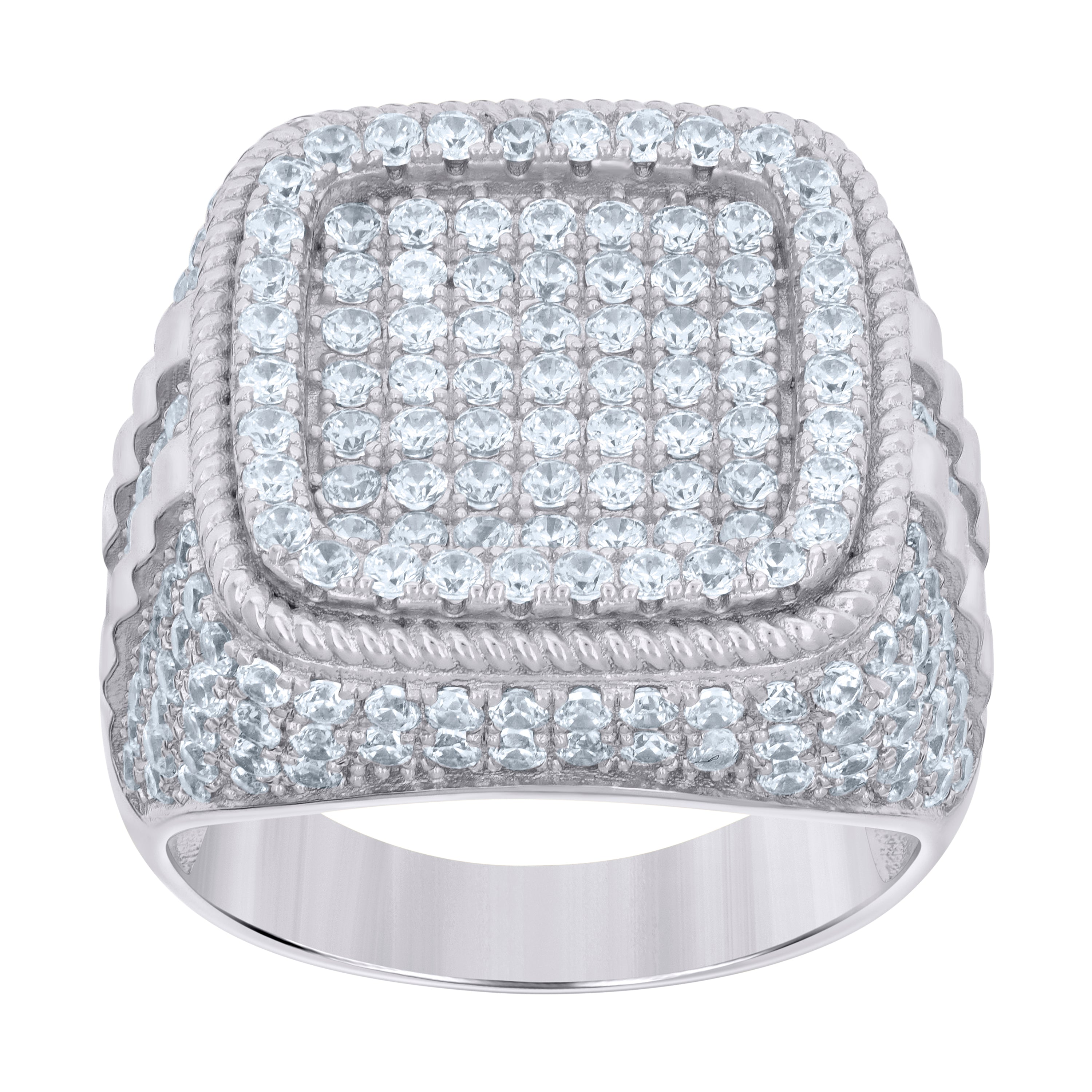 925 Sterling Silver Mens Cubic-Zirconia Square Head Fashion Ring Size 8