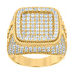 925 Sterling Silver Yellow-tone Mens Cubic-Zirconia Square Head Fashion Ring Size 9 - SLV-119097