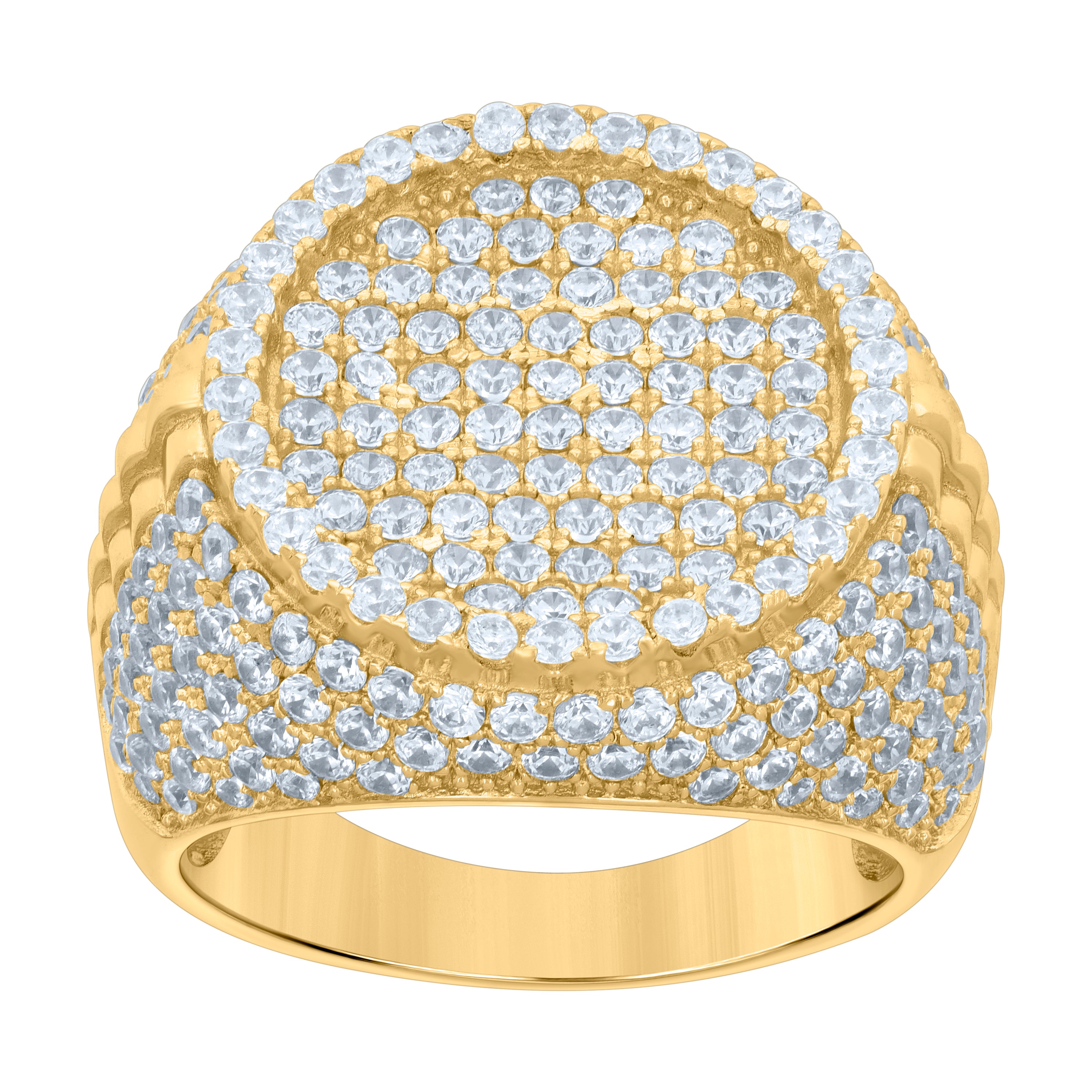925 Sterling Silver Yellow-tone Mens Cubic-Zirconia Fashion Ring Size 9 - SLV-119109