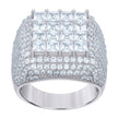 925 Sterling Silver Mens Princess-cut Round Cubic-Zirconia Square Head Fashion Ring Size 8