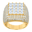 925 Sterling Silver Yellow-tone Mens Princess-cut Round Cubic-Zirconia Square Head Fashion Ring Size 12 - SLV-119124