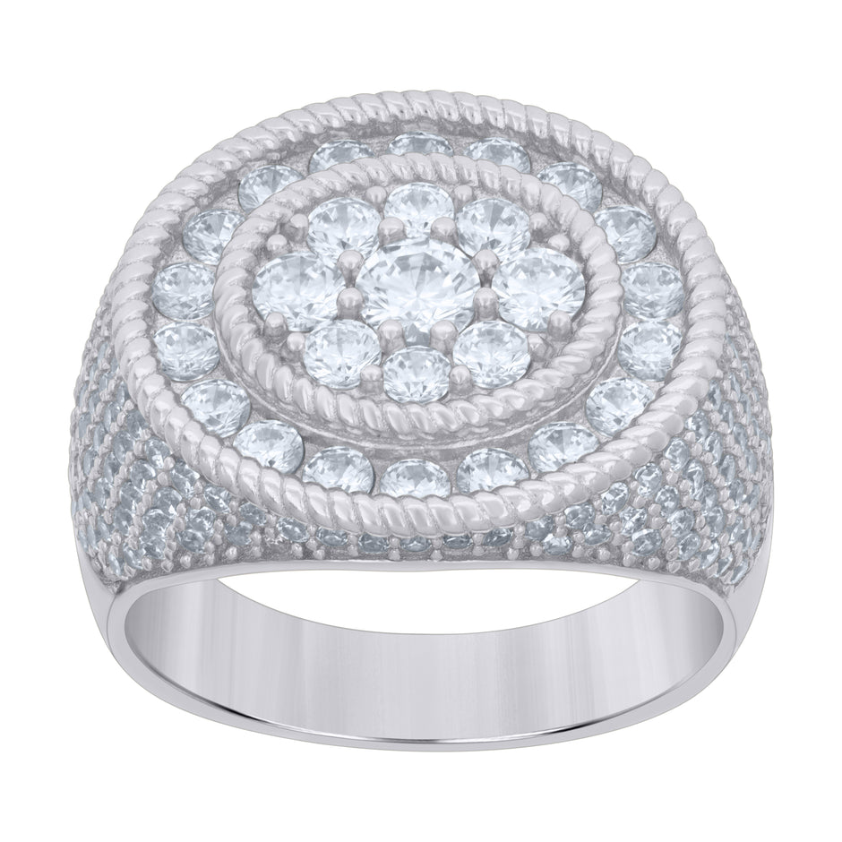 925 Sterling Silver Mens Cubic-Zirconia Fashion Ring Size 10 - SLV-119128
