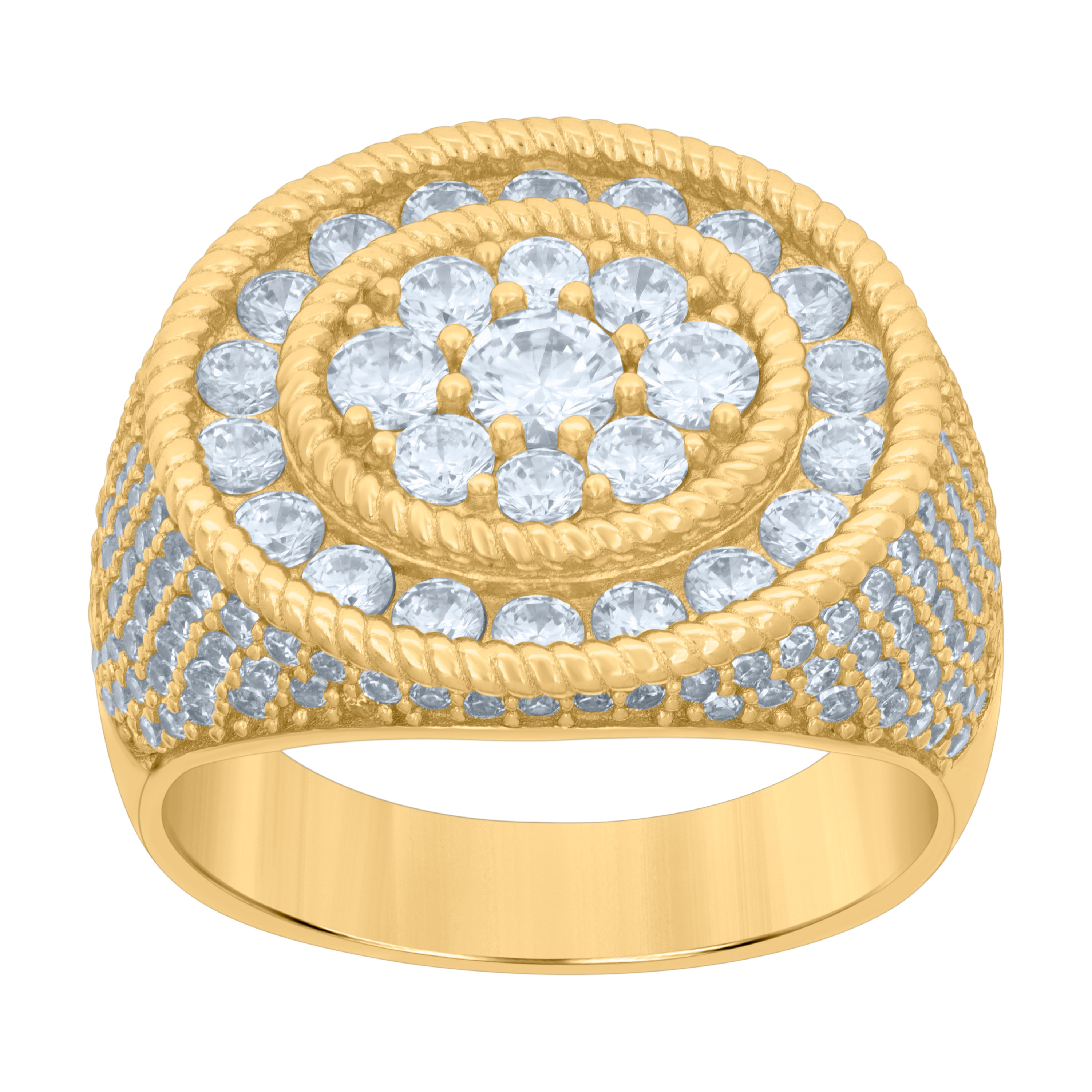 925 Sterling Silver Yellow-tone Mens Cubic-Zirconia Fashion Ring Size 9 - SLV-119133