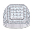 925 Sterling Silver Mens Baguette Round Cubic-Zirconia Square Head Fashion Ring Size 11 - SLV-119141