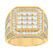 925 Sterling Silver Yellow-tone Mens Baguette Round Cubic-Zirconia Square Head Fashion Ring Size 12 - SLV-119148