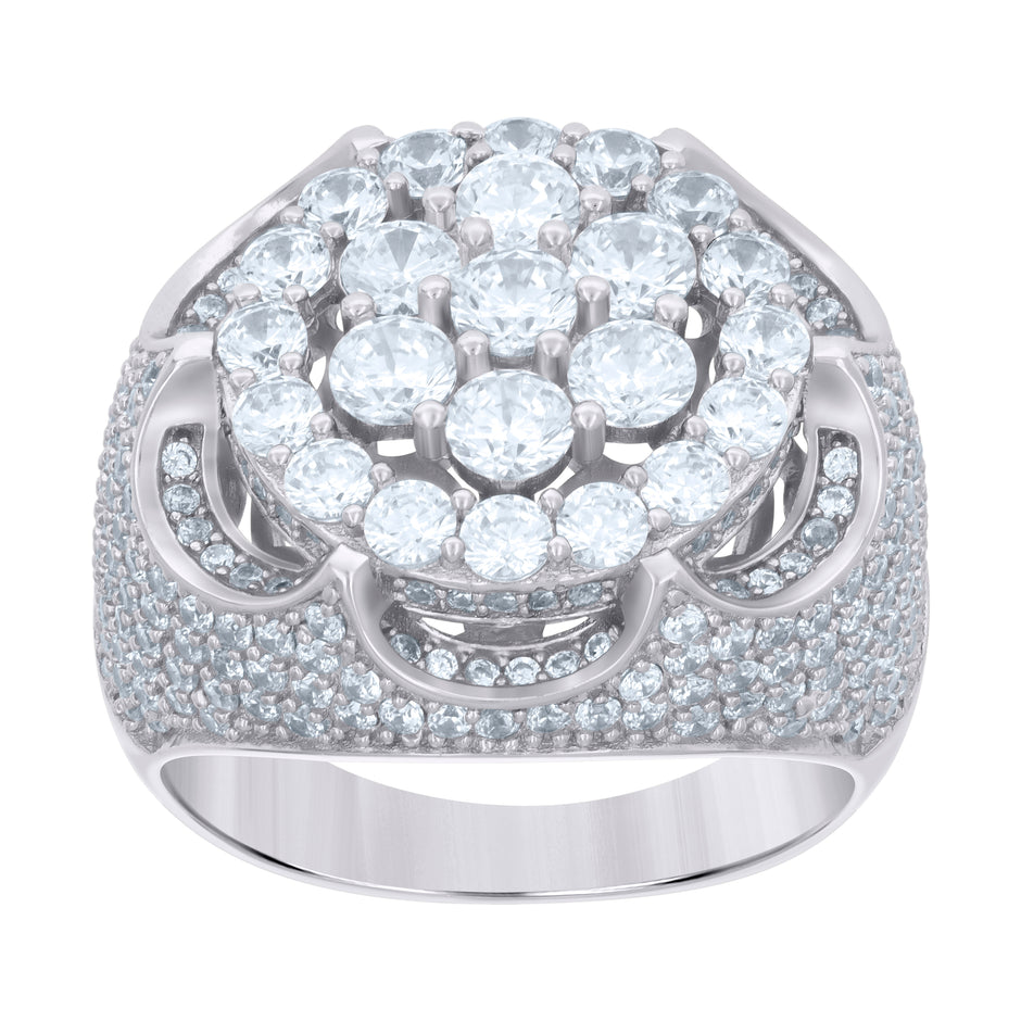 925 Sterling Silver Mens Cubic-Zirconia Fashion Ring Size 10 - SLV-119152