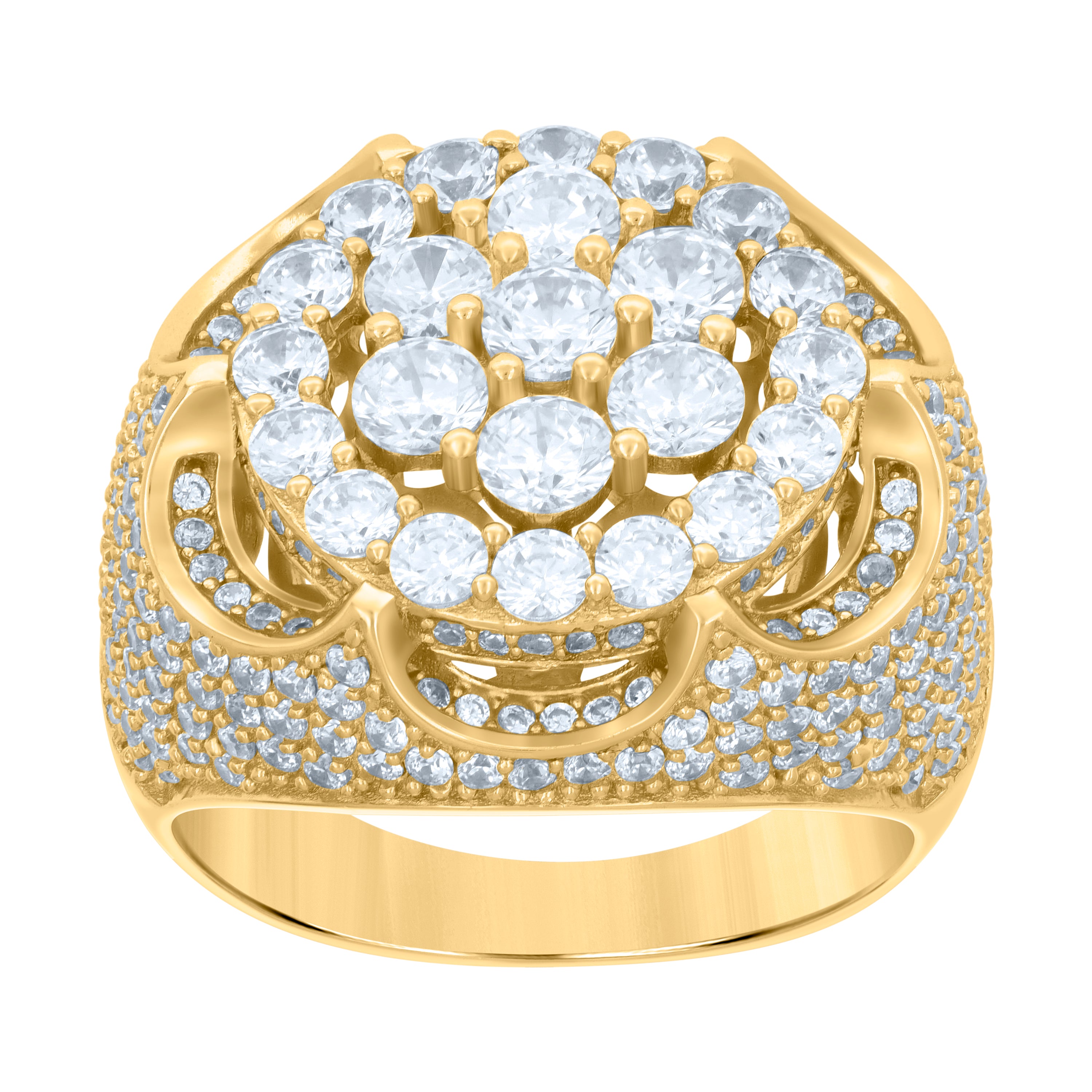 925 Sterling Silver Yellow-tone Mens Cubic-Zirconia Fashion Ring Size 12 - SLV-119160