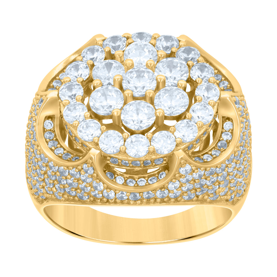 925 Sterling Silver Yellow-tone Mens Cubic-Zirconia Fashion Ring Size 11 - SLV-119159