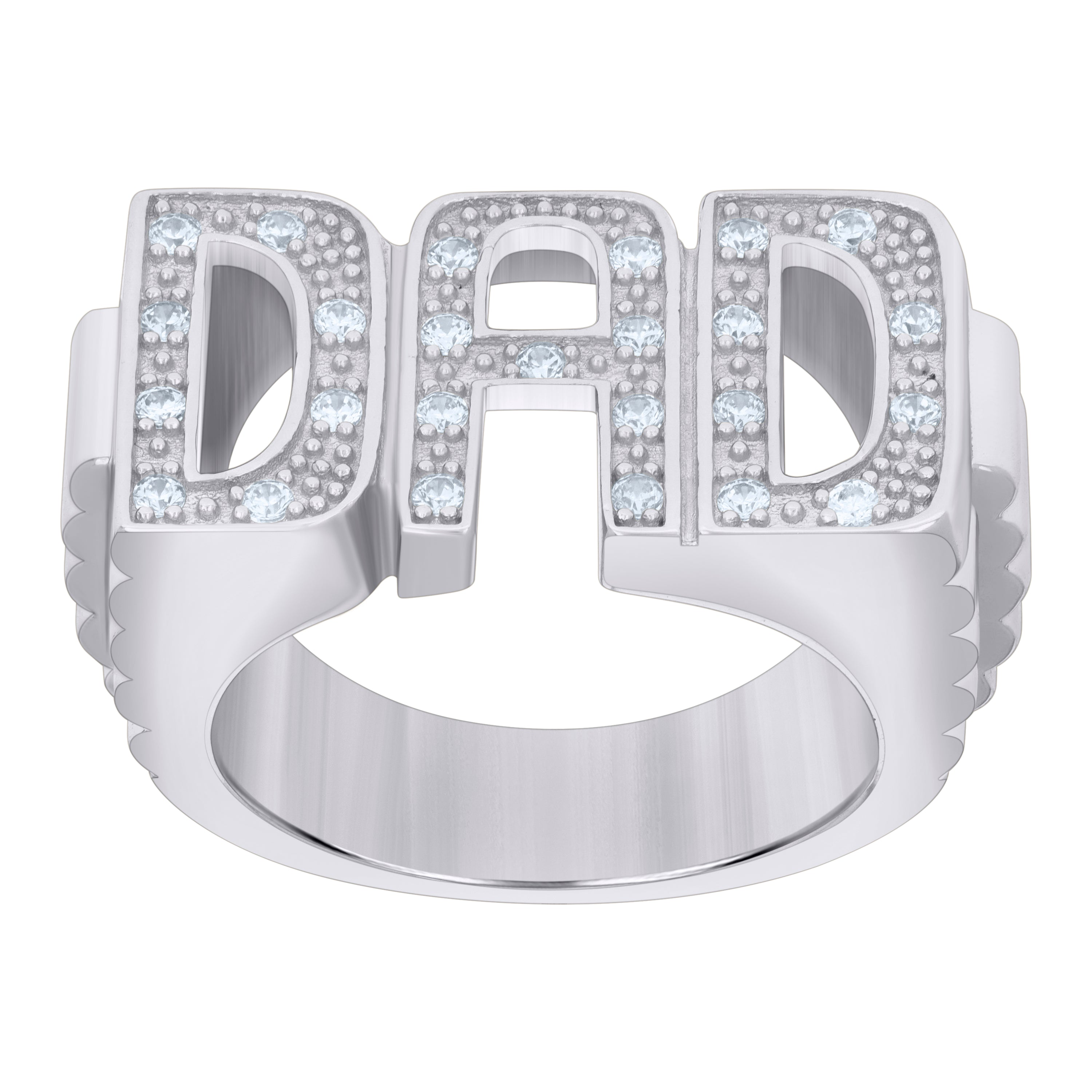 925 Sterling Silver Mens Cubic-Zirconia DAD Fashion Ring Size 11 - SLV-119165